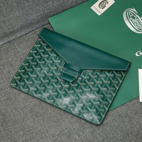 Goyard Goyardine Envelope Clutch Green