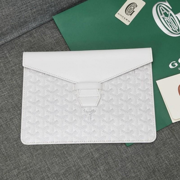 Goyard Goyardine Envelope Clutch White